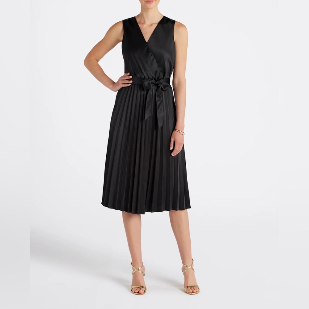 Fortune + Ivy | Sleeveless Pleated Midi Dress | Size SP| Black | NWT | Stitchfix
